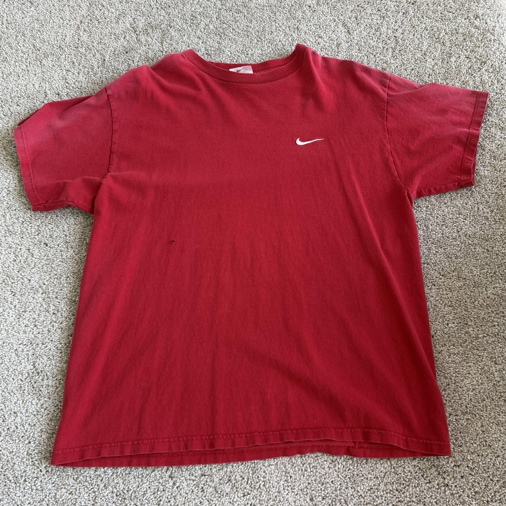 Vintage 90s Nike Shirt Mens Large Red Embroidered Swoosh Logo Tee T-Shirt USA